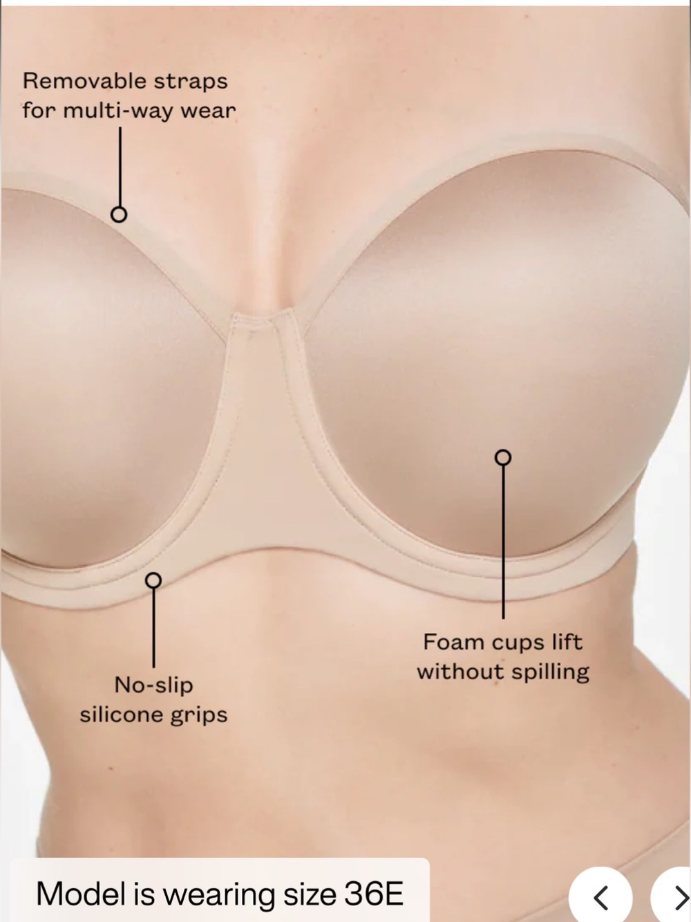 Third Love 24/7 Classic Strapless Bra in Taupe 36D - Picture 9 of 9